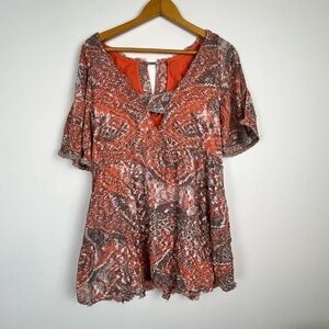 VTG Y2k FREE PEOPLE Distressed Chunky Hippy Mini Dress Size xs/tp Grunge